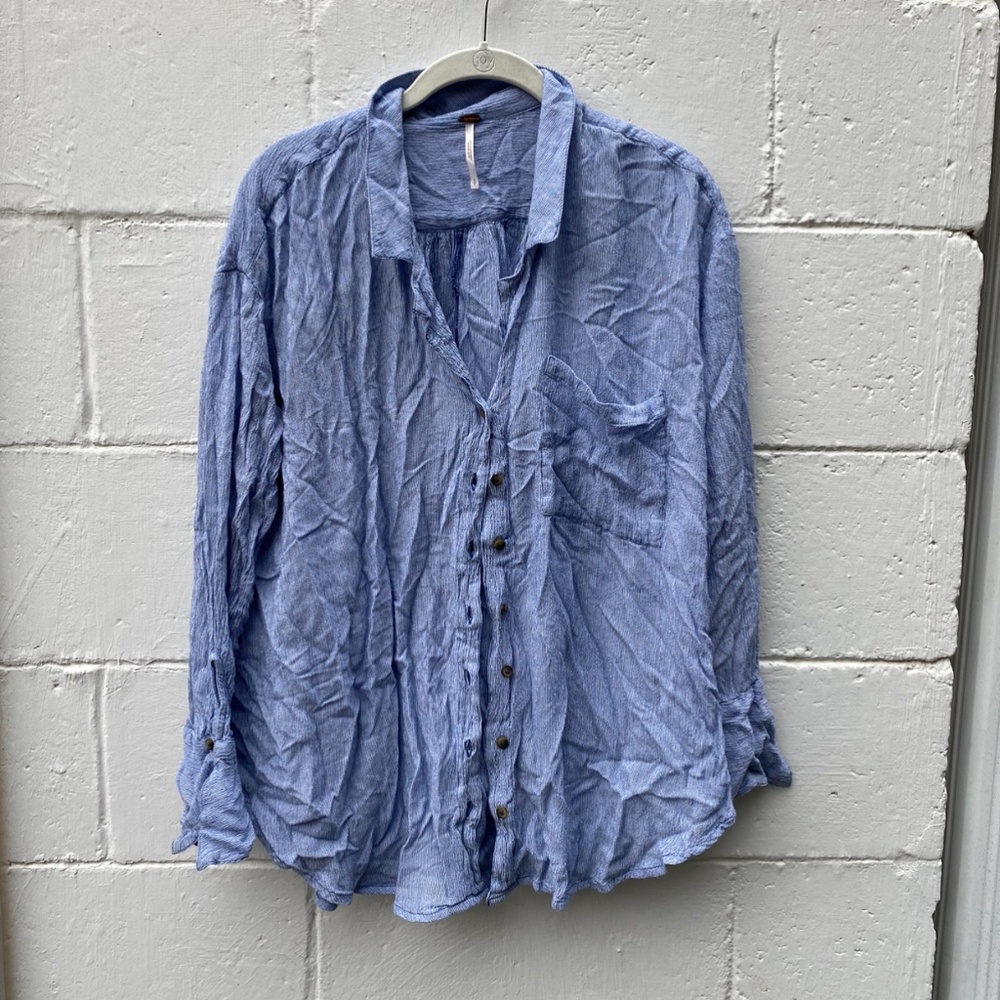 Free People Light Blue Button Down